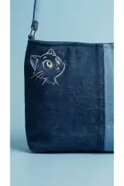 ön yüz kedi baskılı mavi