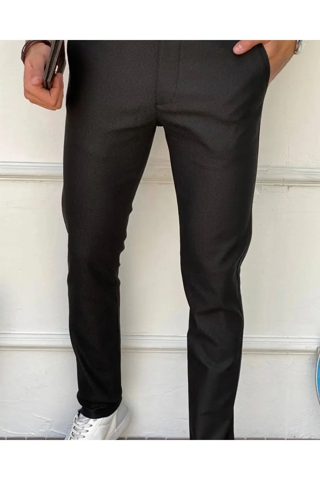 Erkek Slim Fit Chino Keten Pantolon — görsel 1
