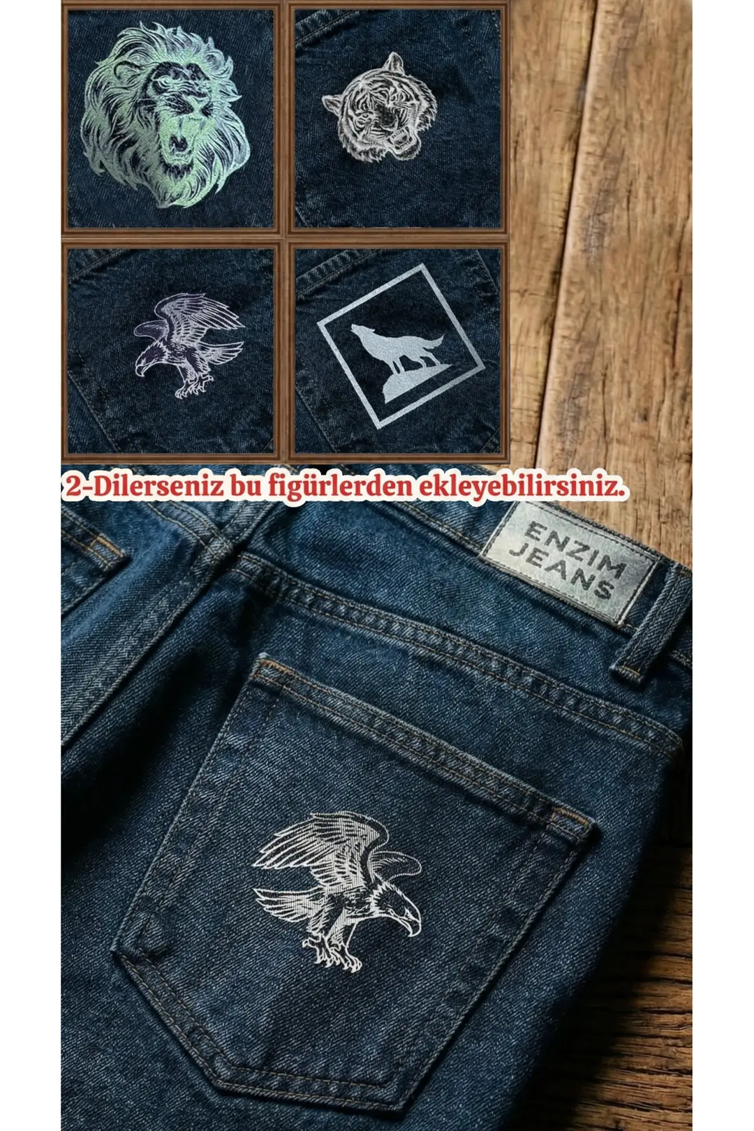 Erkek Baggy Kot Pantolon İsme Özel Hediye Kişiselleştirilebilir Jean — görsel 5