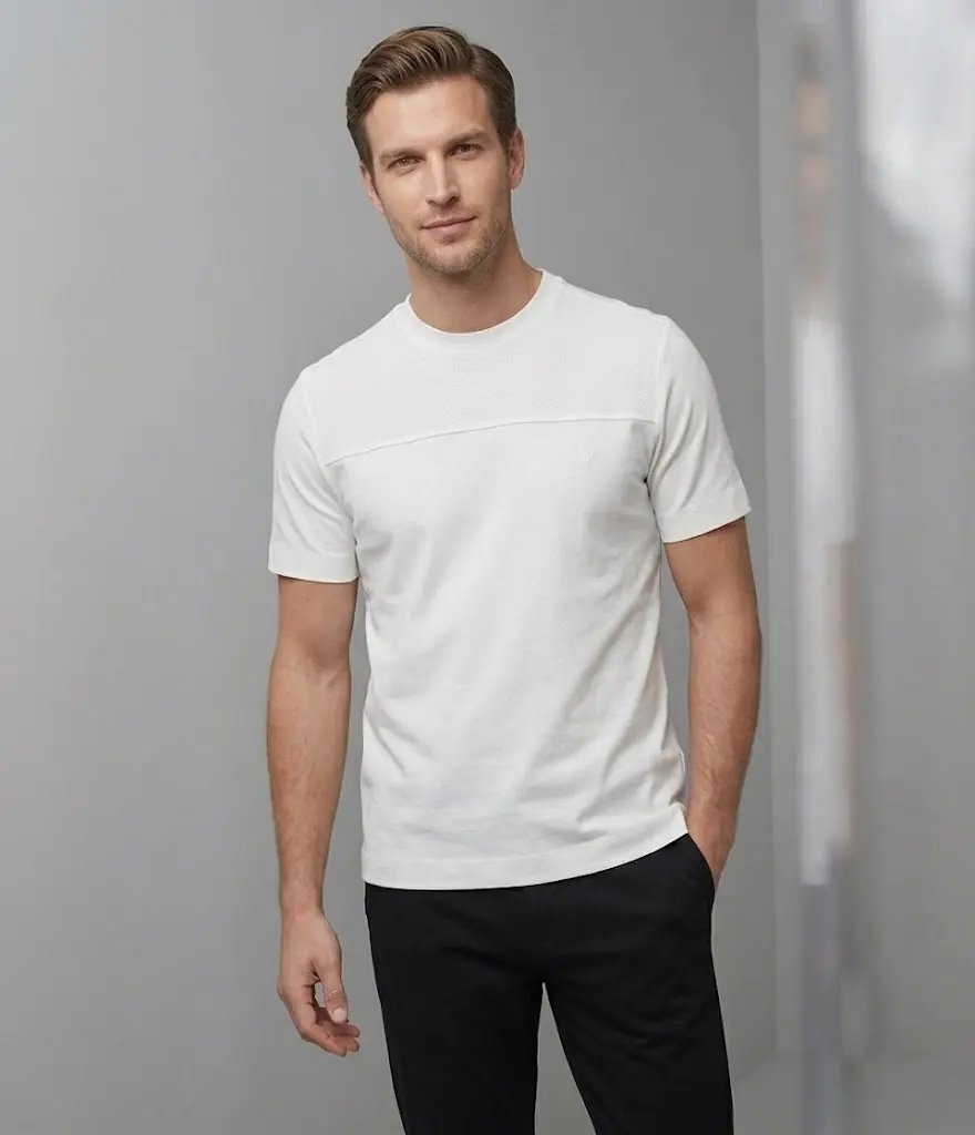 Erkek Bisiklet Yaka Double Face T-Shirt — görsel 4