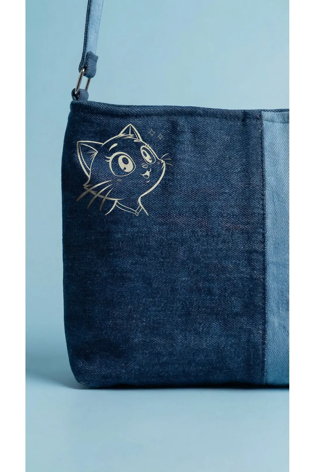 ön yüz kedi baskılı mavi