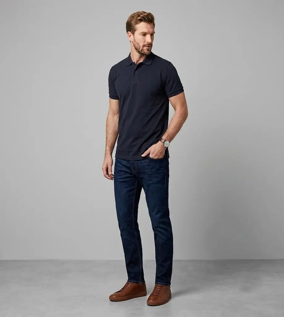 Erkek Polo Yaka Double Face T-Shirt - lacivert