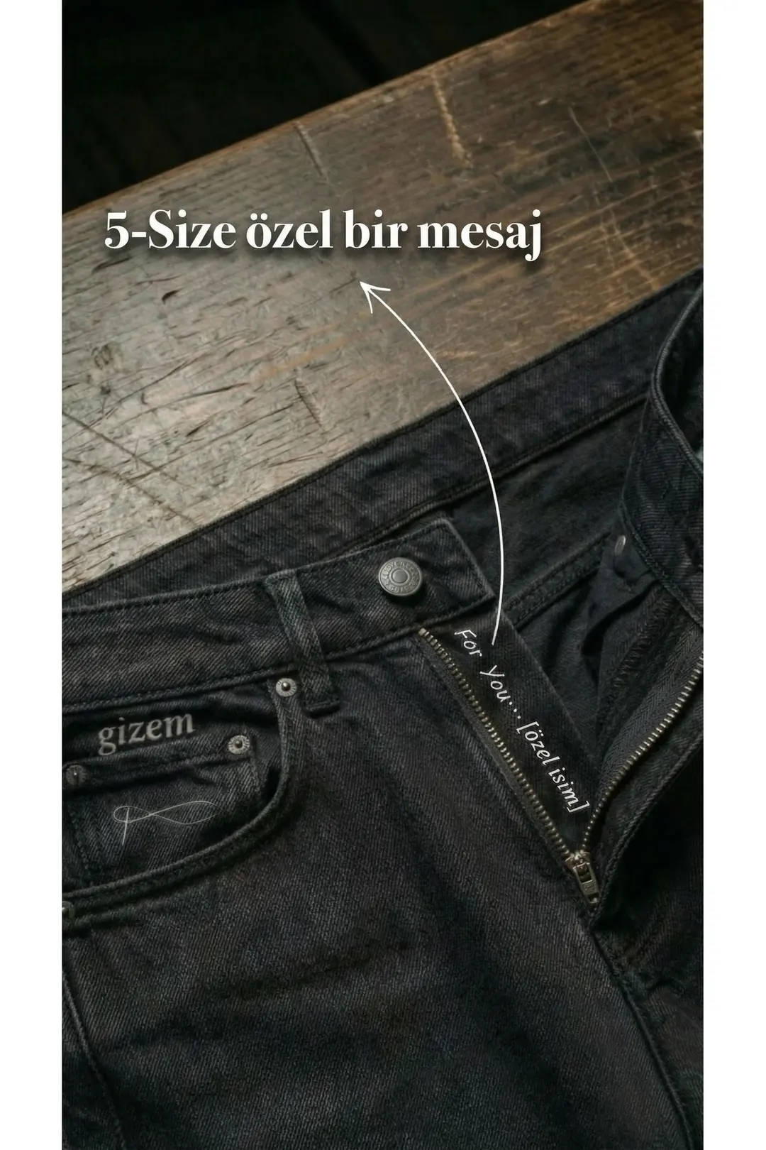 Kadın Wide Leg Kot Pantolon İsme Özel Tasarım Kişiselleştirilebilir Hediye Jean — görsel 7