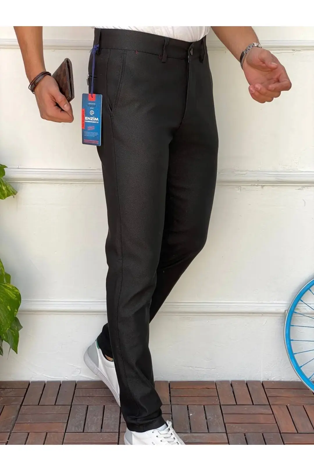 Erkek Slim Fit Chino Keten Pantolon — görsel 2