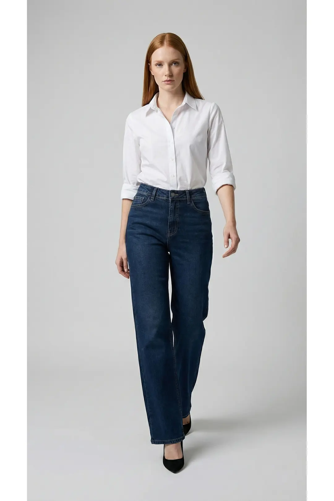 Kadın Süper Yüksek Bel Straight Jean Kot Pantolon — görsel 2